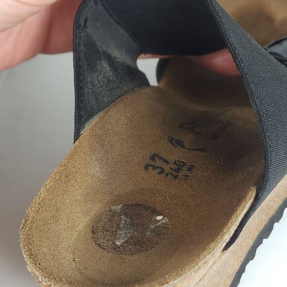 Birkenstock Papillio Women's Della US6 EU37 Black Leather Slip On Wedge Sandals - Picture 12 of 16